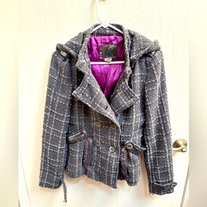 BKE Buckle Coat. Shimmer grey with detachable hood. Really pretty!